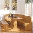 Riverbay Furniture Patio Corner Wood Nook Table Booth Bench Dining Set - Natural