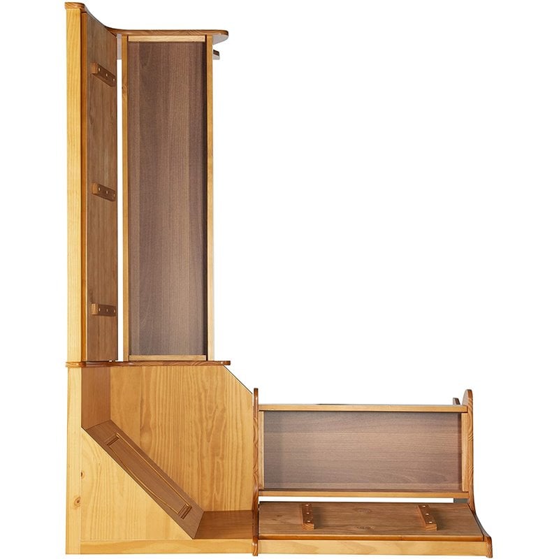 Riverbay Furniture Patio Corner Wood Nook Table Booth Bench Dining Set - Natural