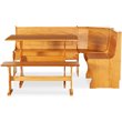 Riverbay Furniture Patio Corner Wood Nook Table Booth Bench Dining Set - Natural