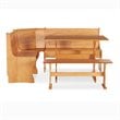 Riverbay Furniture Patio Corner Wood Nook Table Booth Bench Dining Set - Natural