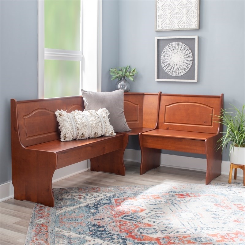 Riverbay Furniture Kitchen Dining Wood Nooker Corner Unit in Walnut