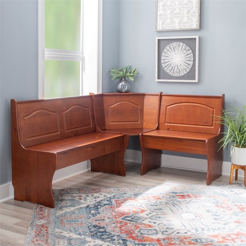 Riverbay Furniture Kitchen Dining Wood Nooker Corner Unit in Walnut