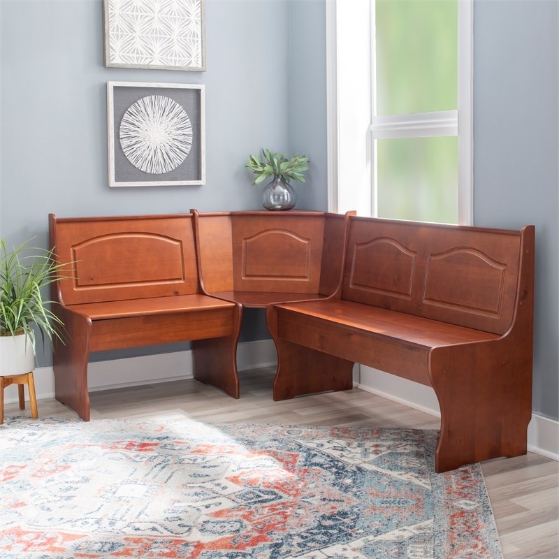 Riverbay Furniture Kitchen Dining Wood Nooker Corner Unit in Walnut