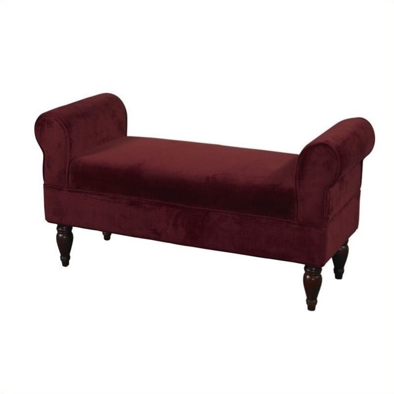 Riverbay Furniture Upholstered Bedroom Bench in Berry
