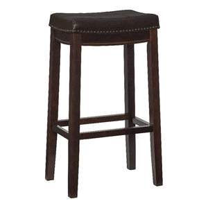 Riverbay Furniture 32&quot Contemporary Wood/Faux Leather Bar Stool in Brown