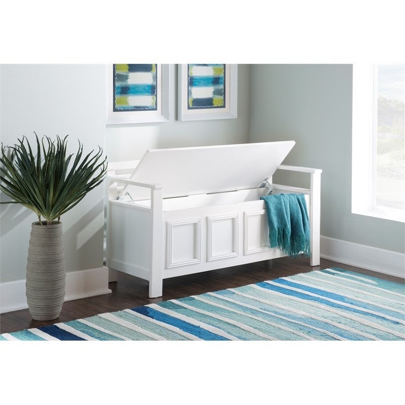 Riverbay Furniture Transitional Wood Storage Bench in White Finish