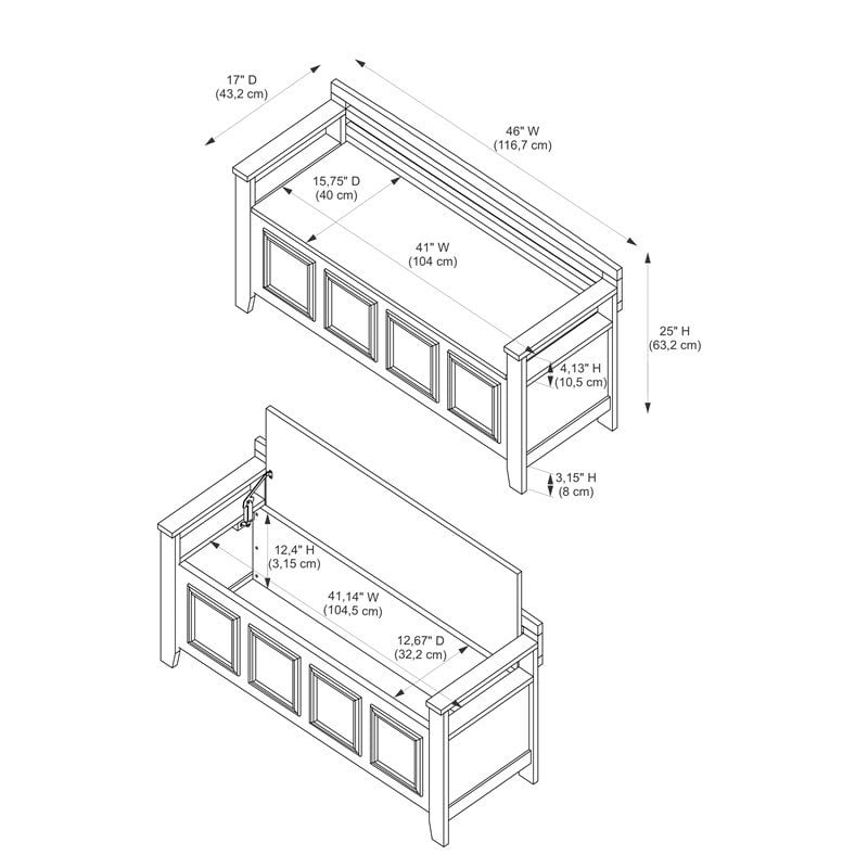 Riverbay Furniture Transitional Wood Storage Bench in White Finish