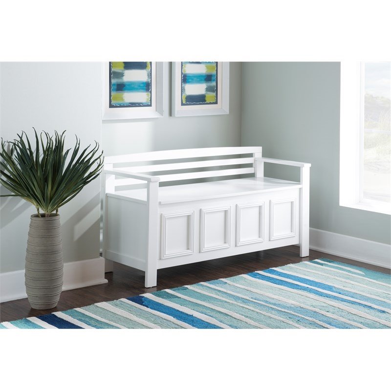 Riverbay Furniture Transitional Wood Storage Bench in White Finish