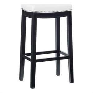 Riverbay Furniture 30&quot Transitional Wood Bar Stool with PU Upholstery in White