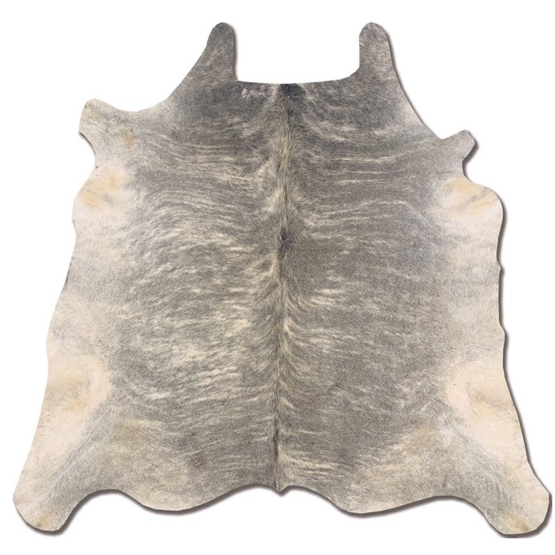 Riverbay Furniture Hand Crafted Cow Hide Rug in Light Brindle
