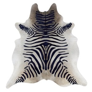 Riverbay Furniture Hand Crafted Cow Hide Rug in Black Stencil