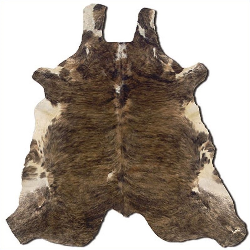 Riverbay Furniture Hand Crafted Cow Hide Rug in Medium Brindle