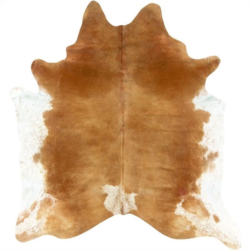 Riverbay Furniture Hand Crafted Cow Hide Rug in Medium Brindle