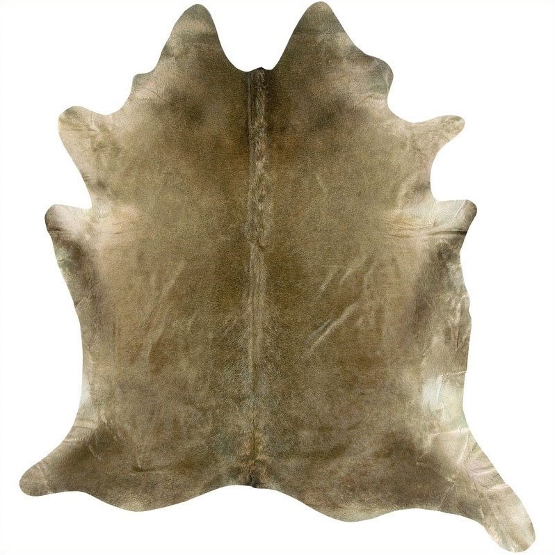 Riverbay Furniture Hand Crafted Cow Hide Rug in Medium Brindle