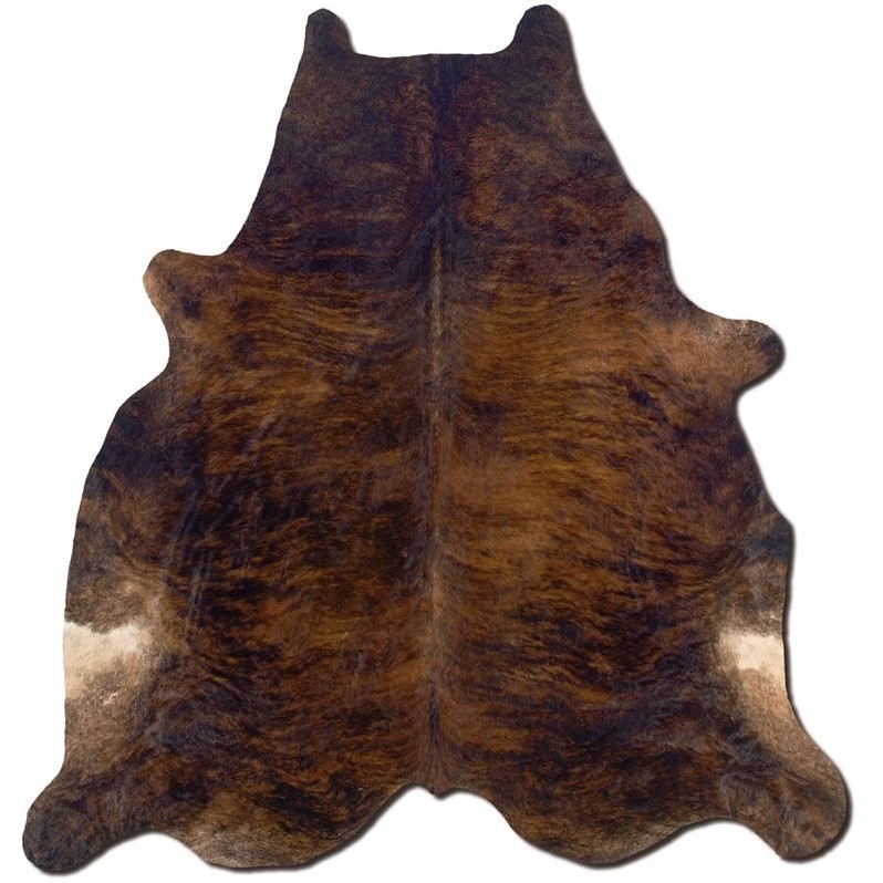 Riverbay Furniture Hand Crafted Cow Hide Rug in Dark Brindle