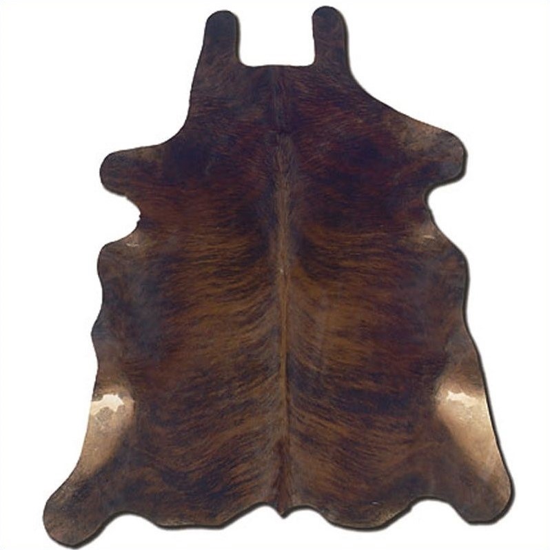 Riverbay Furniture Hand Crafted Cow Hide Rug in Dark Brindle