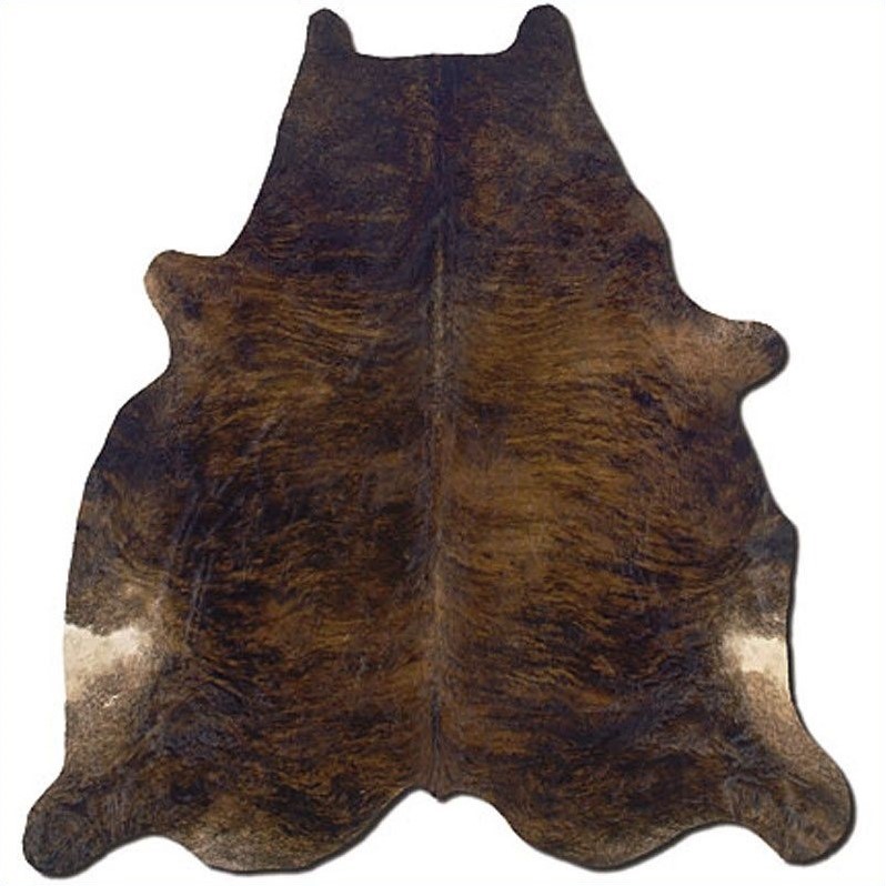 Riverbay Furniture Hand Crafted Cow Hide Rug in Dark Brindle