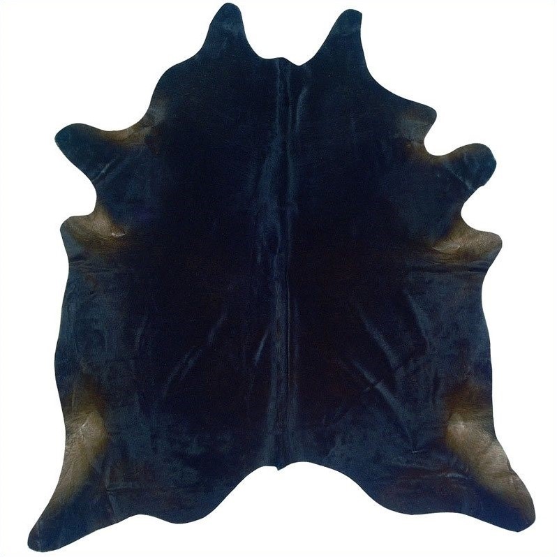 Riverbay Furniture Hand Crafted Cow Hide Rug in Dark Brindle