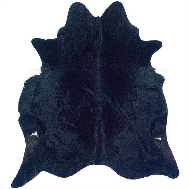 Riverbay Furniture Hand Crafted Cow Hide Rug in Dark Brindle