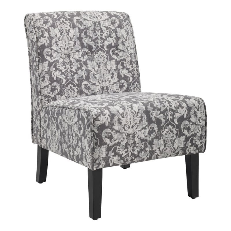 Riverbay Furniture 18.25'' Modern Fabric Floral Pattern Slipper Chair in Gray