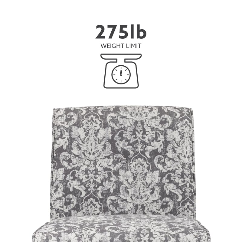 Riverbay Furniture 18.25'' Modern Fabric Floral Pattern Slipper Chair in Gray