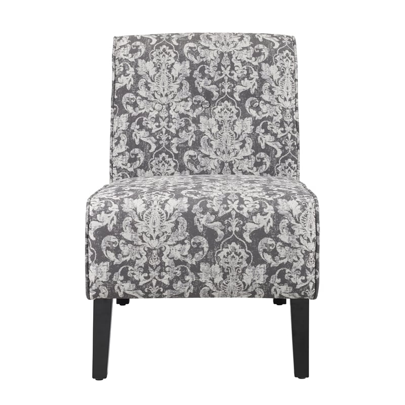 Riverbay Furniture 18.25'' Modern Fabric Floral Pattern Slipper Chair in Gray