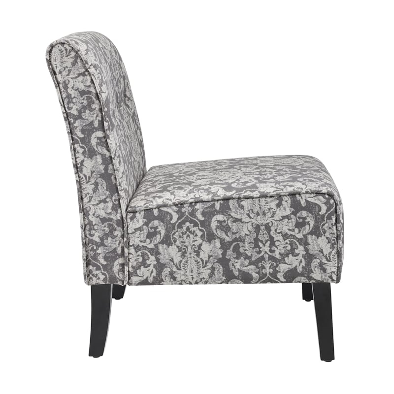 Riverbay Furniture 18.25'' Modern Fabric Floral Pattern Slipper Chair in Gray