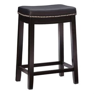 Riverbay Furniture 26&quot Transitional Wood/Faux Leather Counter Stool in Black