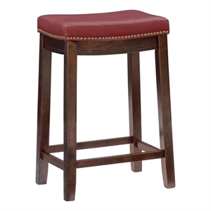 Riverbay Furniture 26&quot Contemporary Wood/Faux Leather Counter Stool in Red
