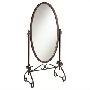 riverbay furniture metal cheval mirror in antique brown