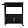 Riverbay Furniture Transitional Wood/Granite Top Kitchen Cart in Black