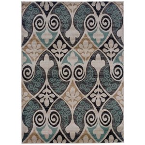 Riverbay Furniture 5' x 7'7&quot Rug in Black and Turquoise