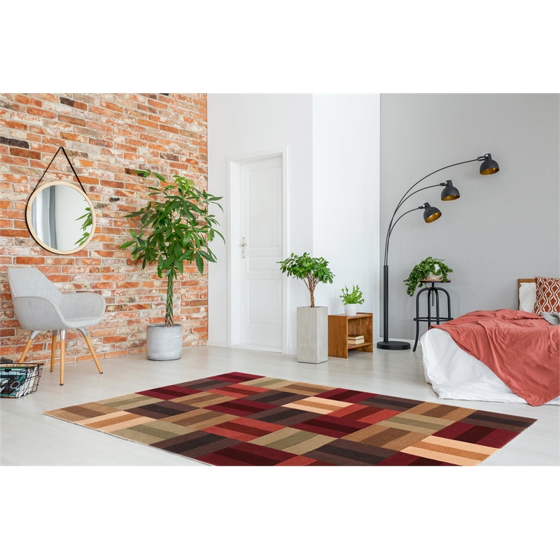 Riverbay Furniture 8' x 10' Hand Tufted Rug in Burgundy and Beige