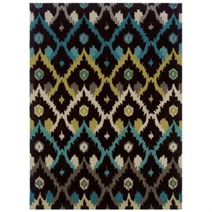 Riverbay Furniture 8' x 10' Hand Tufted Rug in Black and Teal