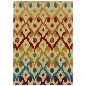 Riverbay Furniture 8' x 10' Hand Tufted Rug in Sand and Teal
