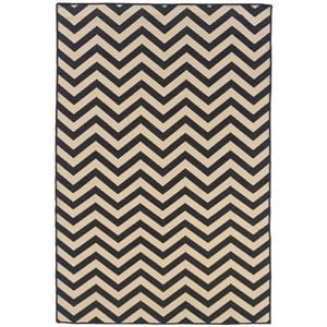 Riverbay Furniture 5' x 8' Hand Woven Chevron Wool Rug in Gray