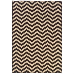 Riverbay Furniture 5' x 8' Hand Woven Chevron Wool Rug in Brown