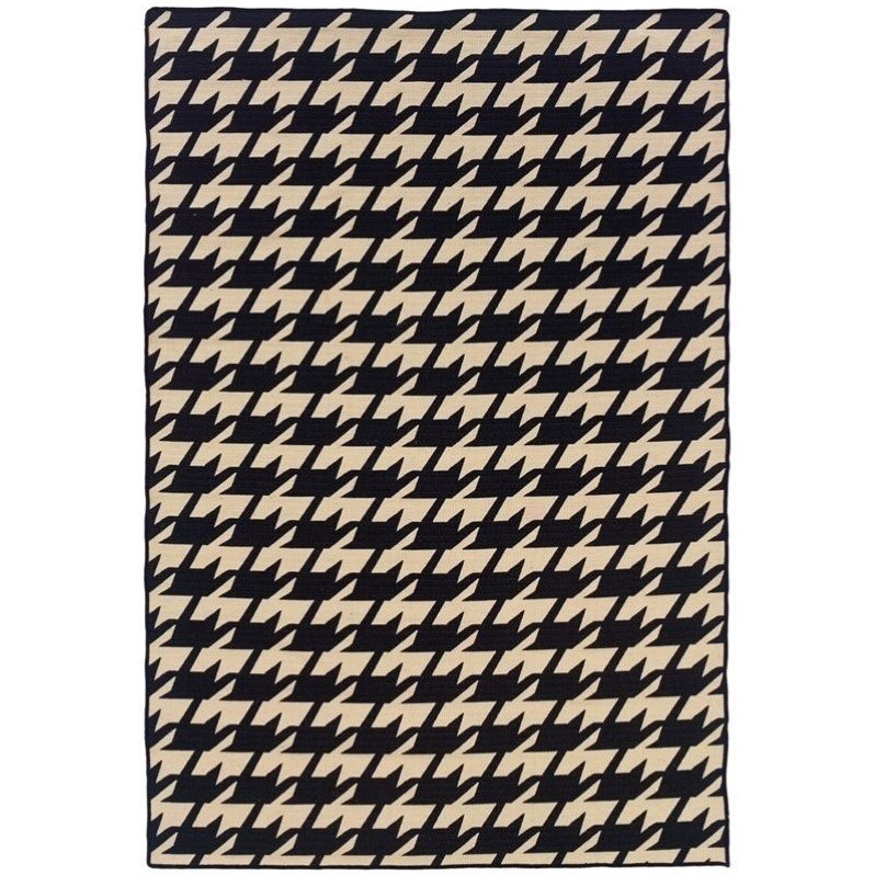 Riverbay Furniture 5' x 8' Hand Woven Houndstooth Wool Rug in Gray