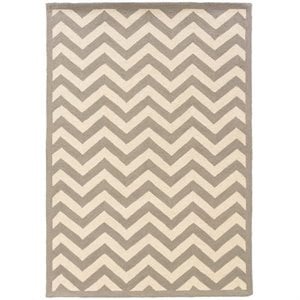 riverbay furniture hand hooked chevron wool rug in gray