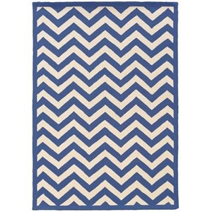 riverbay furniture hand hooked chevron wool rug in navy