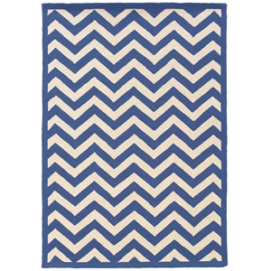 Riverbay Furniture 5' x 7' Hand Hooked Chevron Wool Rug in Navy