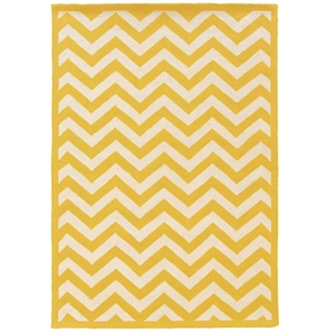 Riverbay Furniture 5' x 7' Hand Hooked Chevron Wool Rug in Yellow