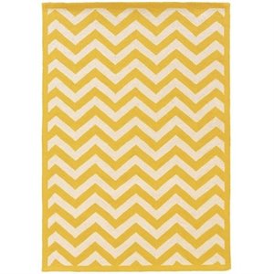 riverbay furniture 5' x 7' hand hooked chevron wool rug in yellow