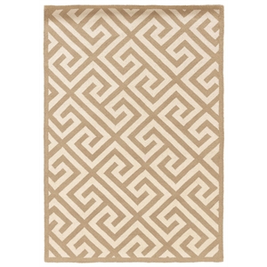 Riverbay Furniture 1'10&quot x 2'10&quot Hand Hooked Key Wool Rug in Beige