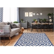 Riverbay Furniture 5' x 7' Hand Hooked Key Wool Rug in Navy