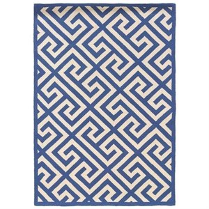 riverbay furniture hand hooked key wool rug in navy