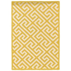 riverbay furniture 5' x 7' hand hooked key wool rug in yellow