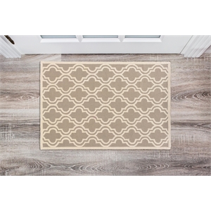 Riverbay Furniture 1'10&quot x 2'10&quot Hand Hooked Quatrefoil Wool Rug in Grey
