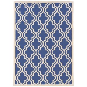 riverbay furniture 5' x 7' hand hooked quatrefoil wool rug in navy