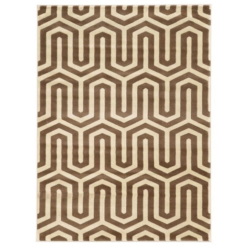 Riverbay Furniture 8' x 10' Tangent Rug in Ivory and Beige